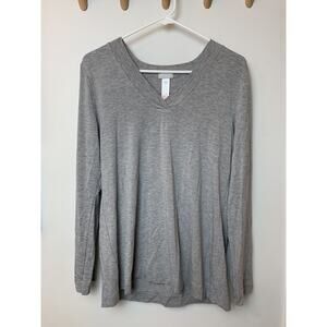 Hanro of Switzerland Gray V-Neck Long Sleeve Lounge Top Size S